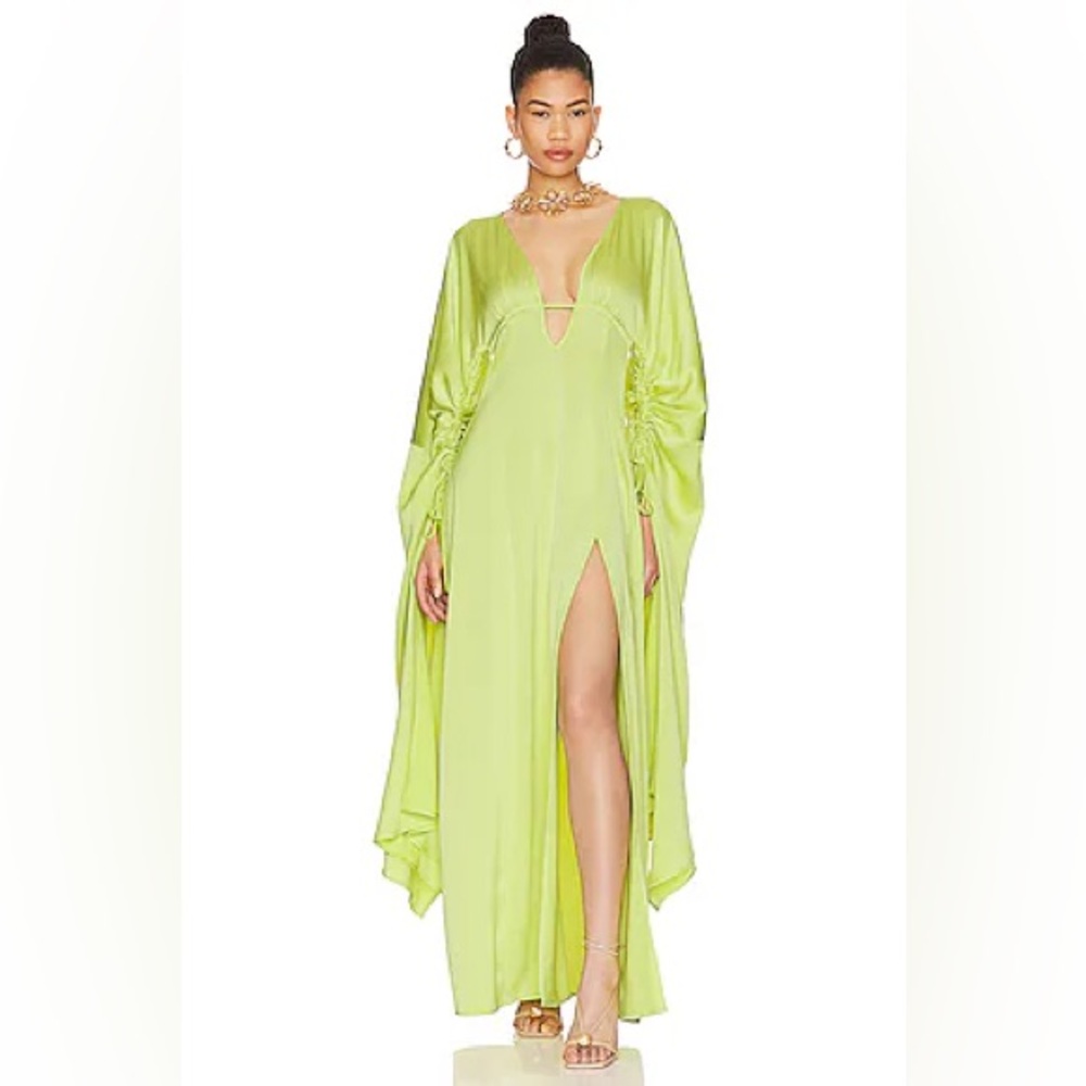 Cult Gaia Winona ruched hammered-satin gown dress